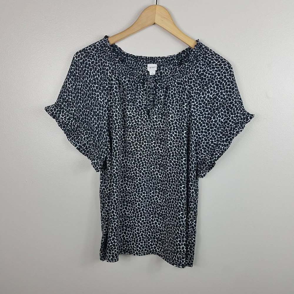 Gap Womens Top Tie Front Leaf Abstract Career Blouse Size Small